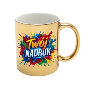 KUBEK ZŁOTY METALIC 330 ML Z NADRUKIEM