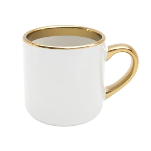 KUBEK ELEGANT SZEROKI BIAŁY RANT I UCHO ZŁOTY METALIC 400 ML
