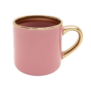 KUBEK ELEGANT SZEROKI RÓŻOWY RANT I UCHO ZŁOTY METALIC 400 ML