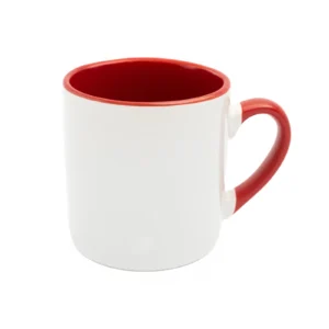 KUBEK BIAŁY COFFEE WNĘTRZE I UCHO CZERWONE (FUNNY,COMBO) 290 ML