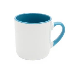 KUBEK BIAŁY COFFEE WNĘTRZE I UCHO JASNONIEBIESKIE (FUNNY,COMBO) 290 ML