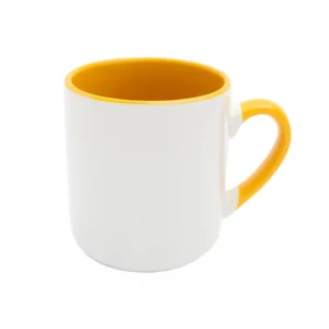 KUBEK BIAŁY COFFEE WNĘTRZE I UCHO ŻÓŁTE (FUNNY,COMBO) 290 ML