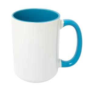 KUBEK BIAŁY DUŻY WNĘTRZE I UCHO JASNONIEBIESKIE (FUNNY, COMBO, MAX) 440 ML (450 ML)