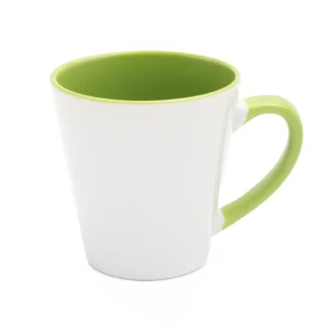 KUBEK BIAŁY LATTE MAŁY WNĘTRZE I UCHO JASNOZIELONE (FUNNY, COMBO)