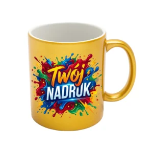 KUBEK PERŁOWY ZŁOTY 330 ML Z NADRUKIEM