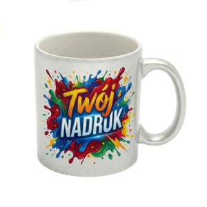 KUBEK PERŁOWY SREBRNY 330 ML Z NADRUKIEM