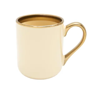 KUBEK ELEGANT KREMOWY RANT I UCHO ZŁOTY METALIC 330 ML